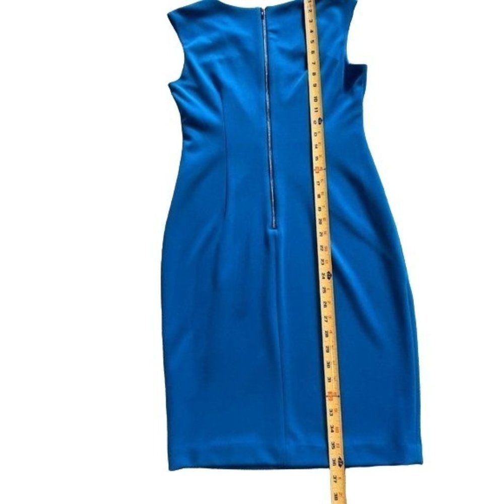 DKNY size 2 Blue dress with asymmetrical neck and 19" gold accent metal zipper - Picture 15 of 17